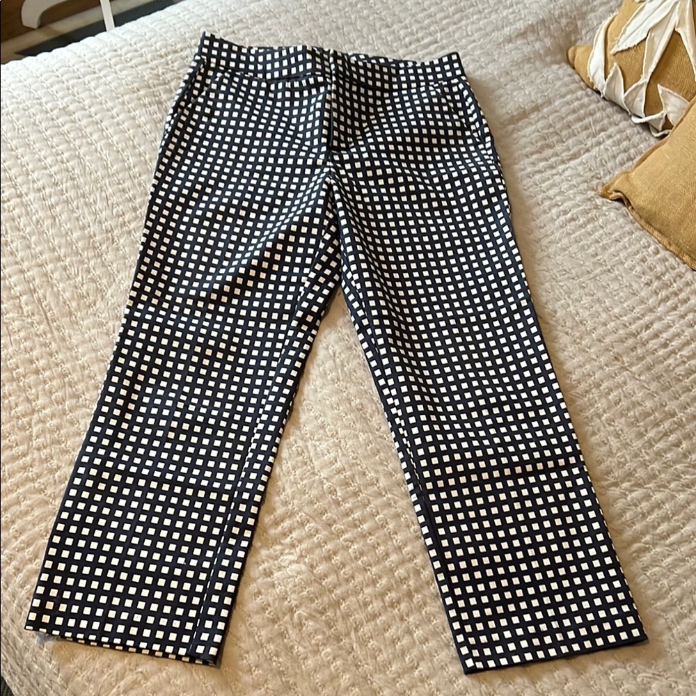 Crosby Navy & White Checked Ankle Pants Size 6